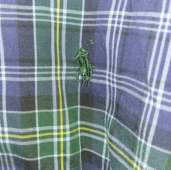 Polo Ralph Lauren Dress Shirt‎ Mens XXL Blue Green Classic Fit Button Up VTG - Picture 4 of 4